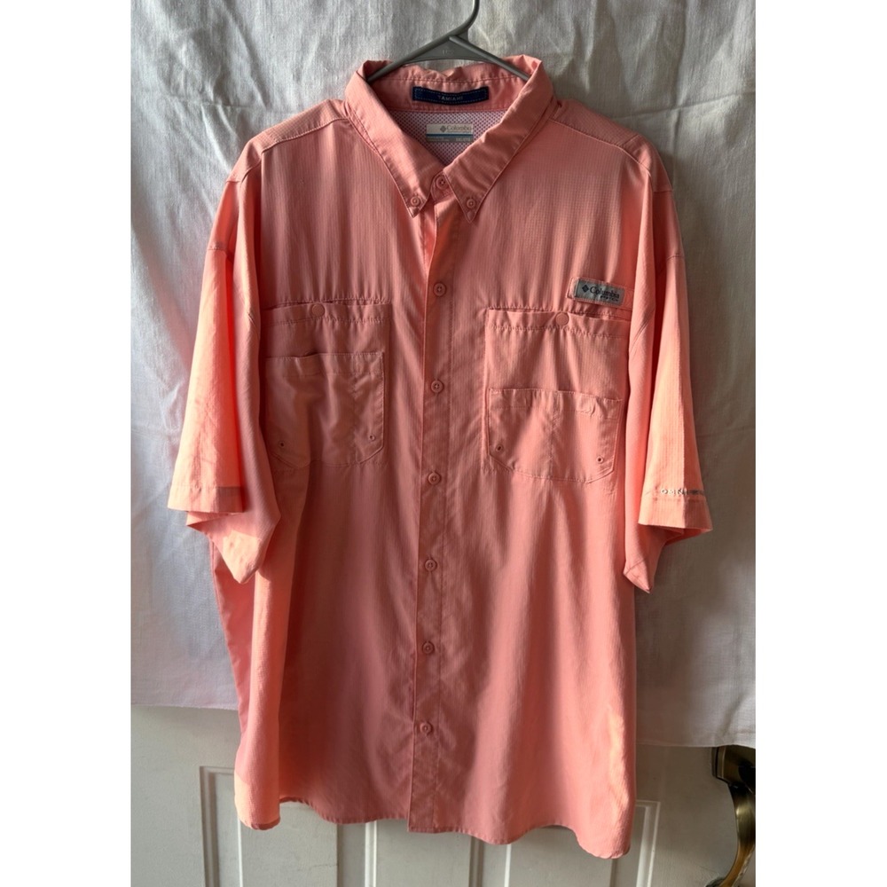Columbia PFG Shirt Mens Omni‎ Shade Pink Button Up Fishing Outdoor Vented XXL